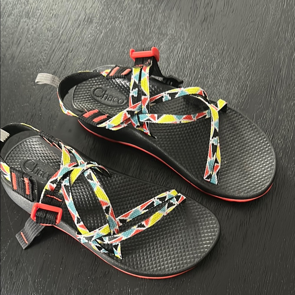 Chaco Black Sandals with Multicolor Straps
